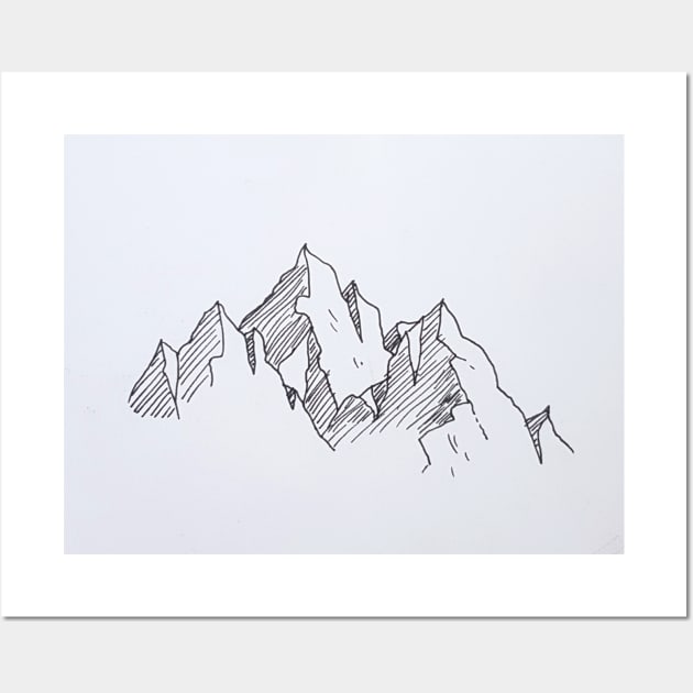 mountains line art Wall Art by Bergtanne